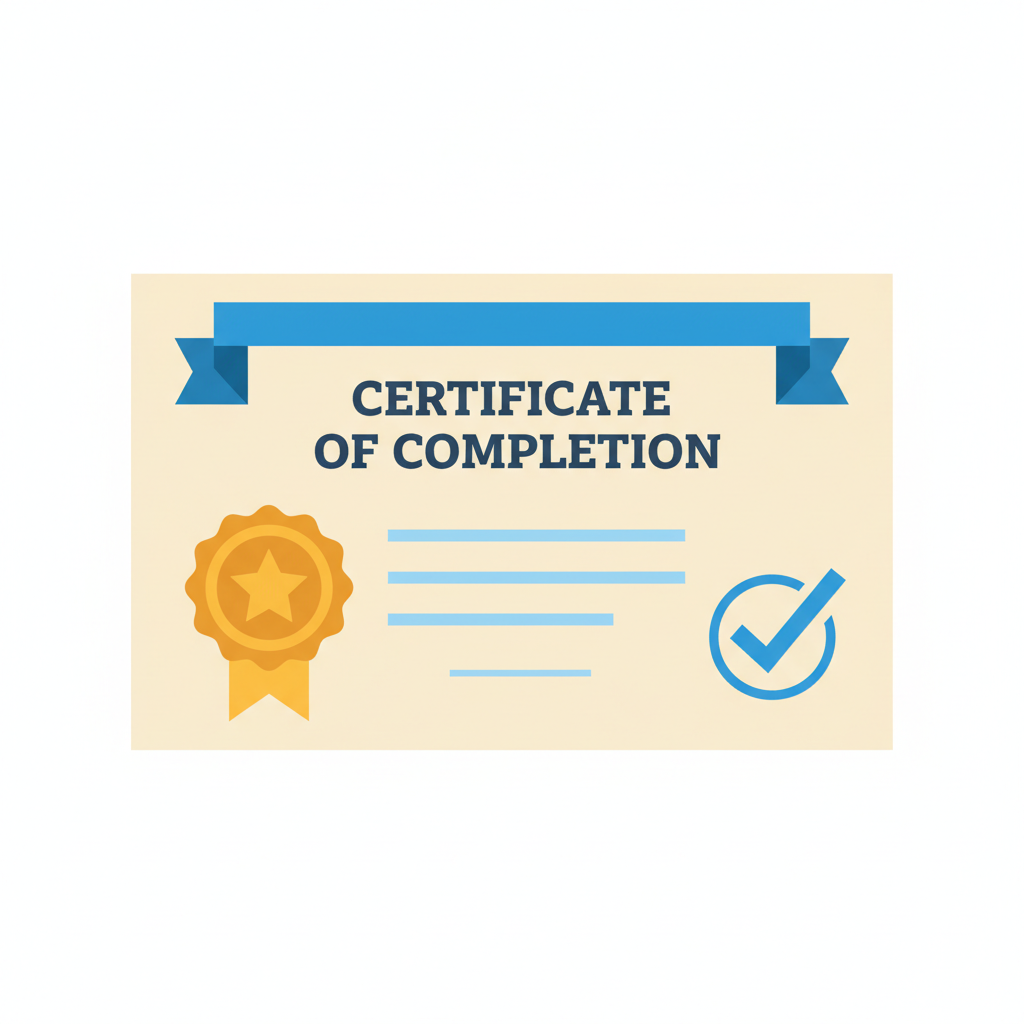 Generic certificate of completion document icon flat style