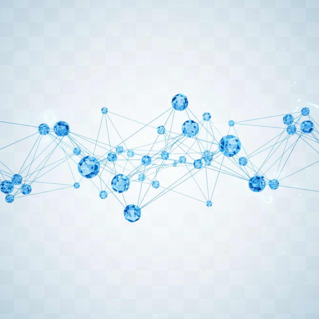 abstract digital network connection glowing blue scandinavian minimalist style