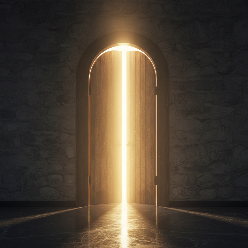 open door with bright light coming through, symbolizing opportunity
