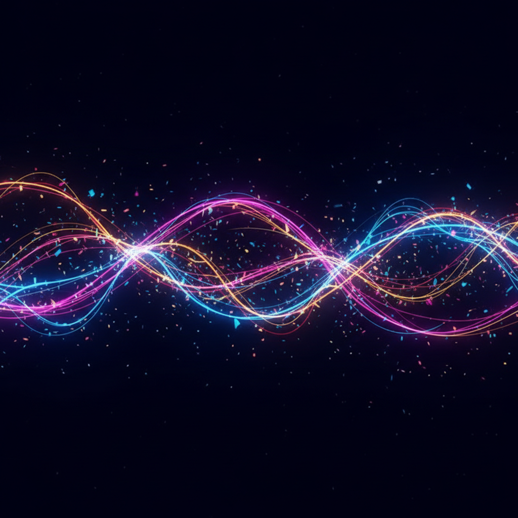 Abstract energy lines, party vibes, dark background