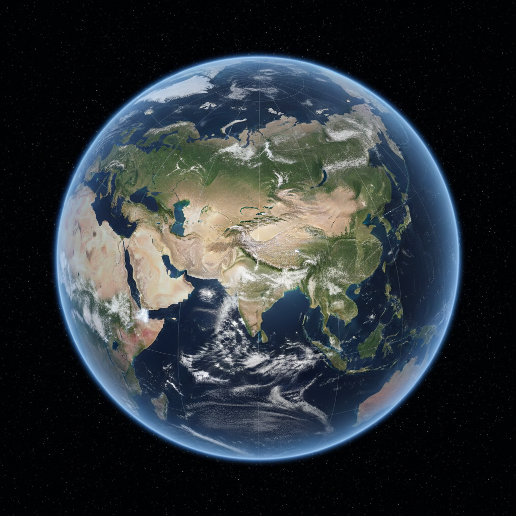 3D globe showing the massive size of Russia covering a large portion of the earth