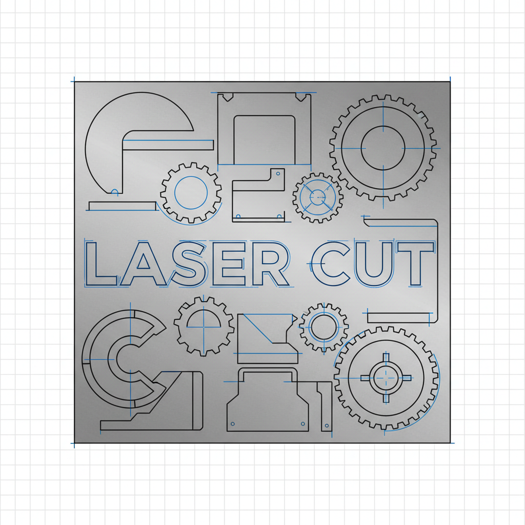 dessin technique 2D imbrication pièces découpe laser tôle rectangulaire