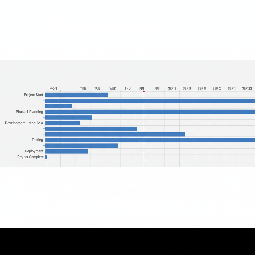 Vue partielle diagramme de Gantt logiciel gestion de projet barres bleues chronologie