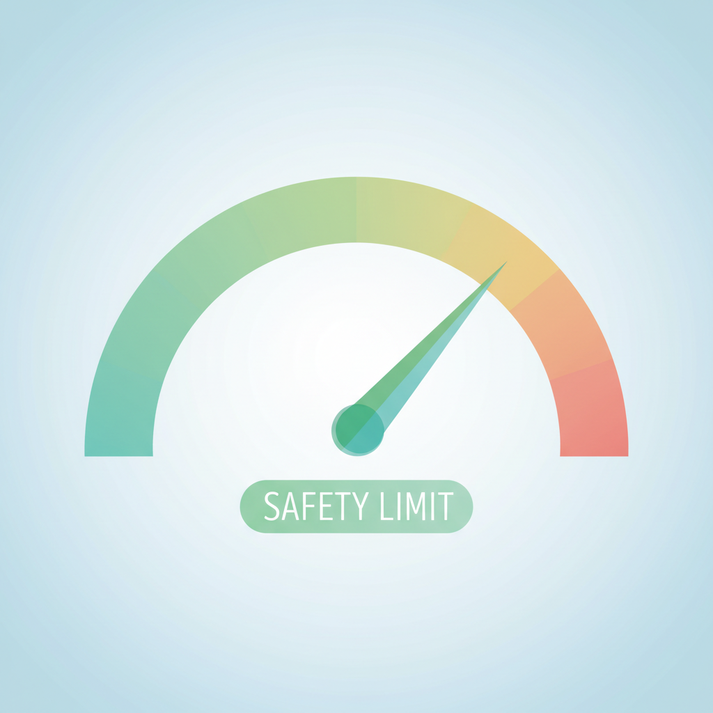 Abstract representation of a safety limit gauge or meter in the green zone, soft colors, minimal vector art