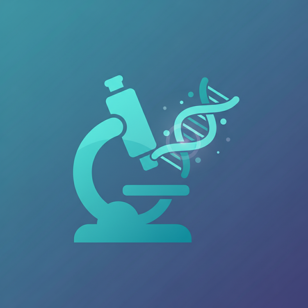 Microscope or DNA helix icon, abstract science symbol, teal color
