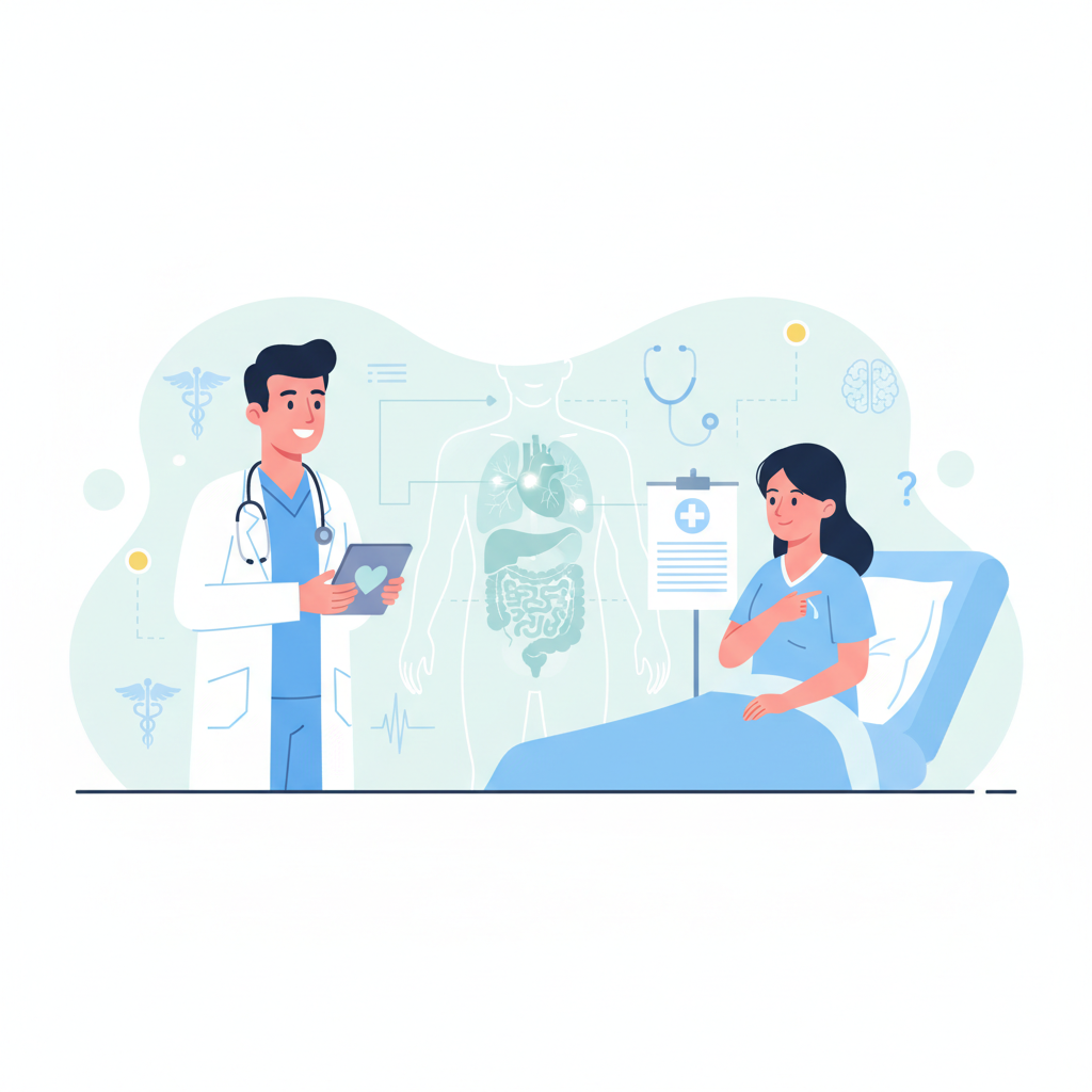 Doctor checking patient medical illustration flat style