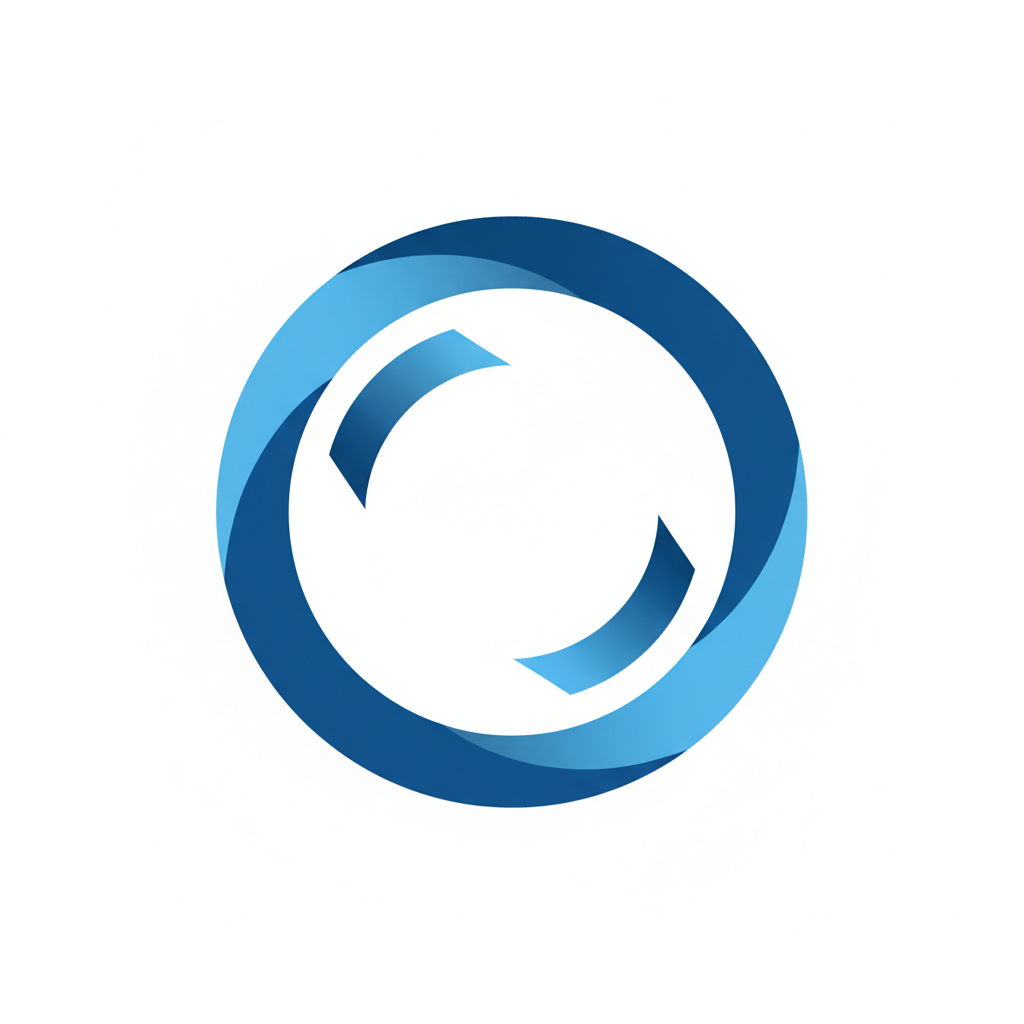 Minimalist graphic representing partnership or connection, clean shapes, blue and white