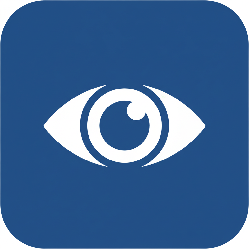 Simple blue vector icon of an Eye for observation