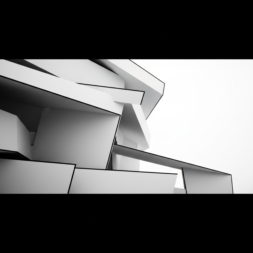 abstract monochrome architectural structure with dramatic lines and high contrast, minimalist, 8k resolution