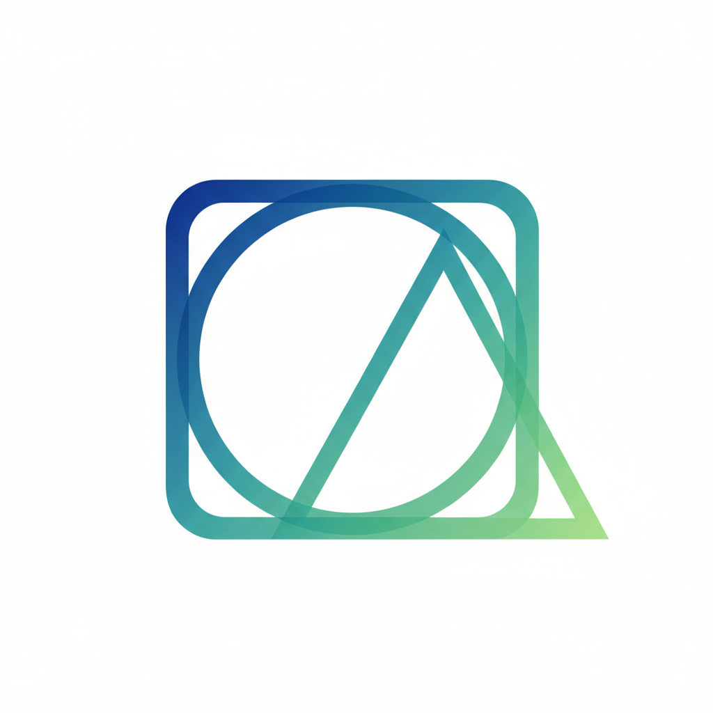 clean minimal vector illustration of a square block smoothly morphing into a circle and then a triangle, representing code adaptability, white background