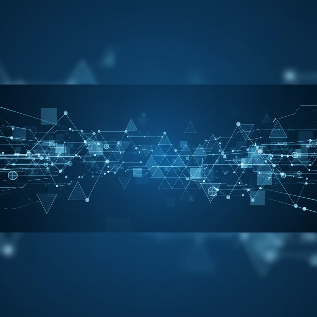 Abstract digital network background, clean corporate style, blue and white data streams connected securely, fintech concept