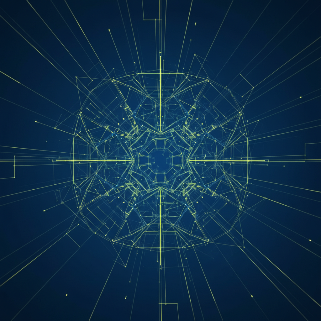 Abstract blue and neon yellow technological geometric background