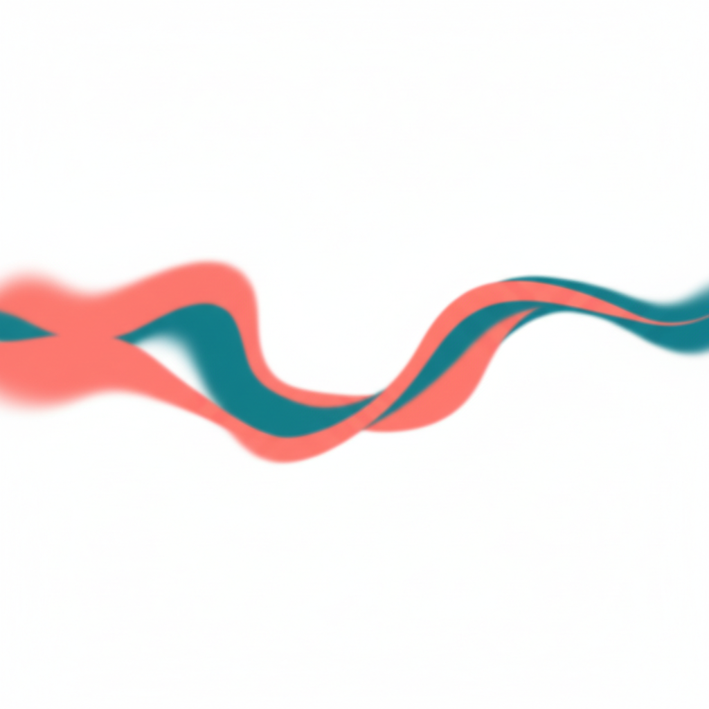 Abstract background with soft organic shapes in coral #ff3395 and turquoise #007aff on white, clean minimalism.