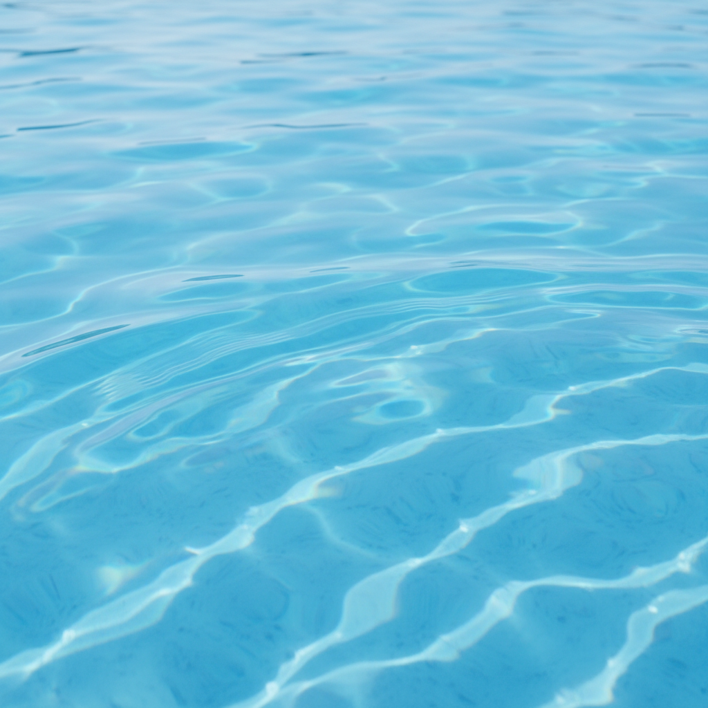Abstract high quality background of clear blue water surface with ripples, calm and professional, cinematic lighting, 8k resolution, suitable for wellness and technology context