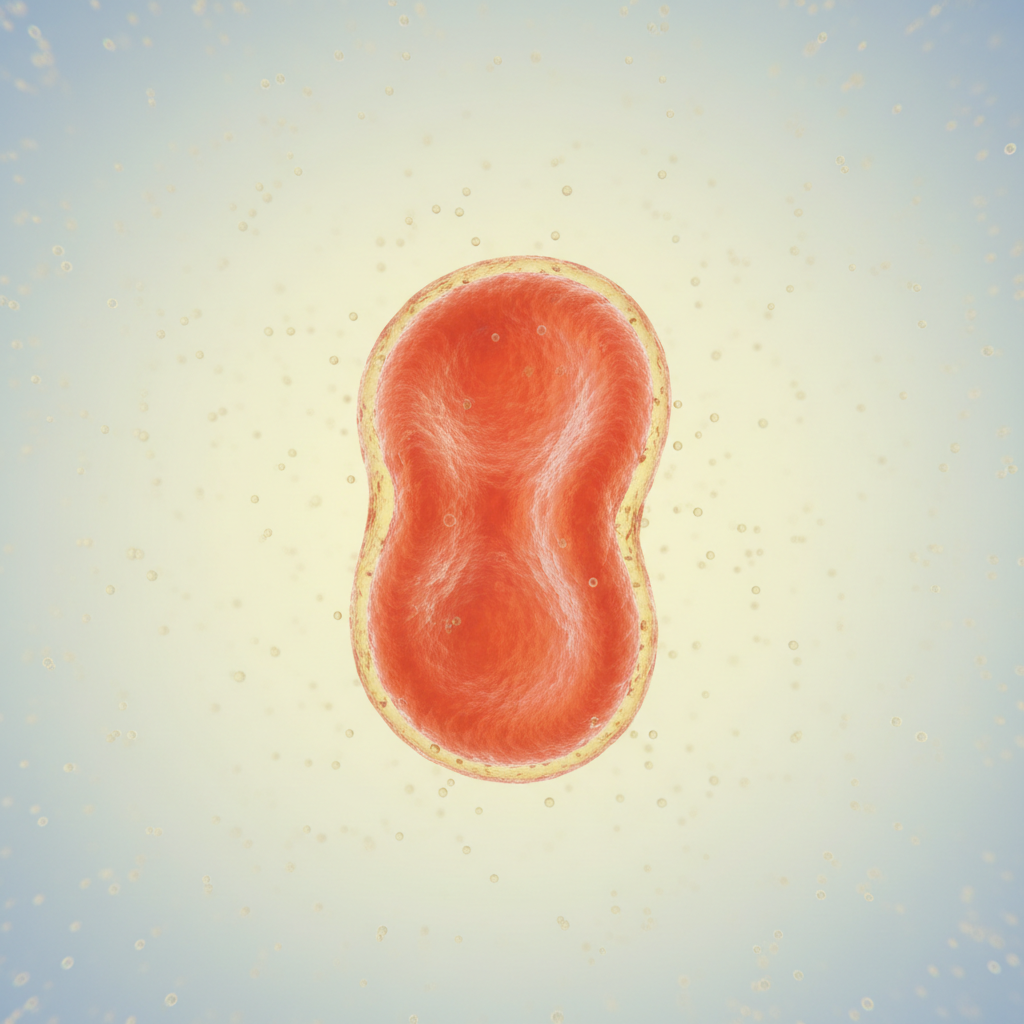 3D render of a single erythrocyte red blood cell, biconcave disc shape, floating in plasma, soft studio lighting, medical illustration style