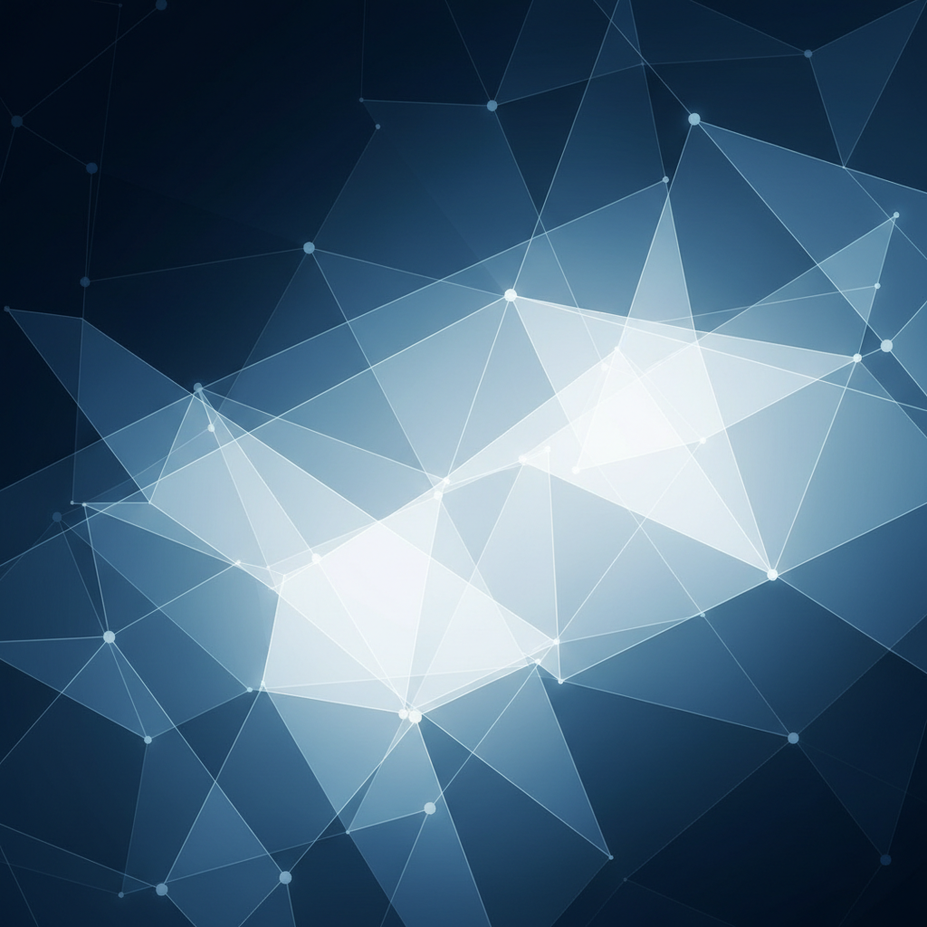 abstract geometric network background, academic dark blue and white, clean, minimalist, high quality, 8k