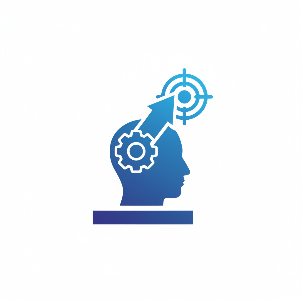 modern professional silhouette or icon representing engineering reliability and focus, minimal clean blue vector style on white background