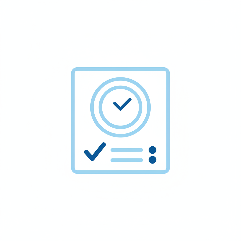 Minimalist clock icon or checklist icon, modern flat vector style blue accents