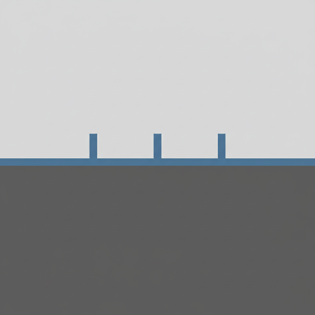 Abstract representation of stability, flat line horizon, minimalist vector style, shades of grey and muted blue