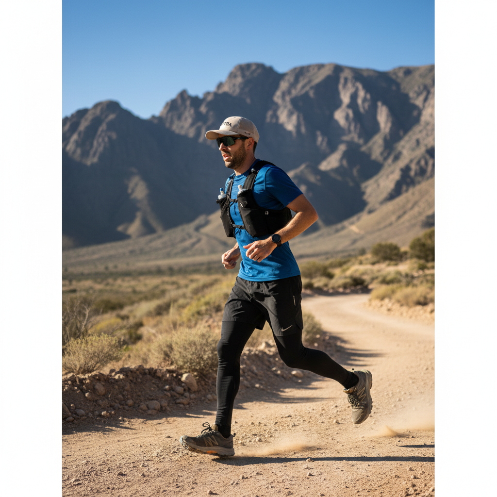 Phil Gore ultra runner profile, running gear, hat, outdoor background