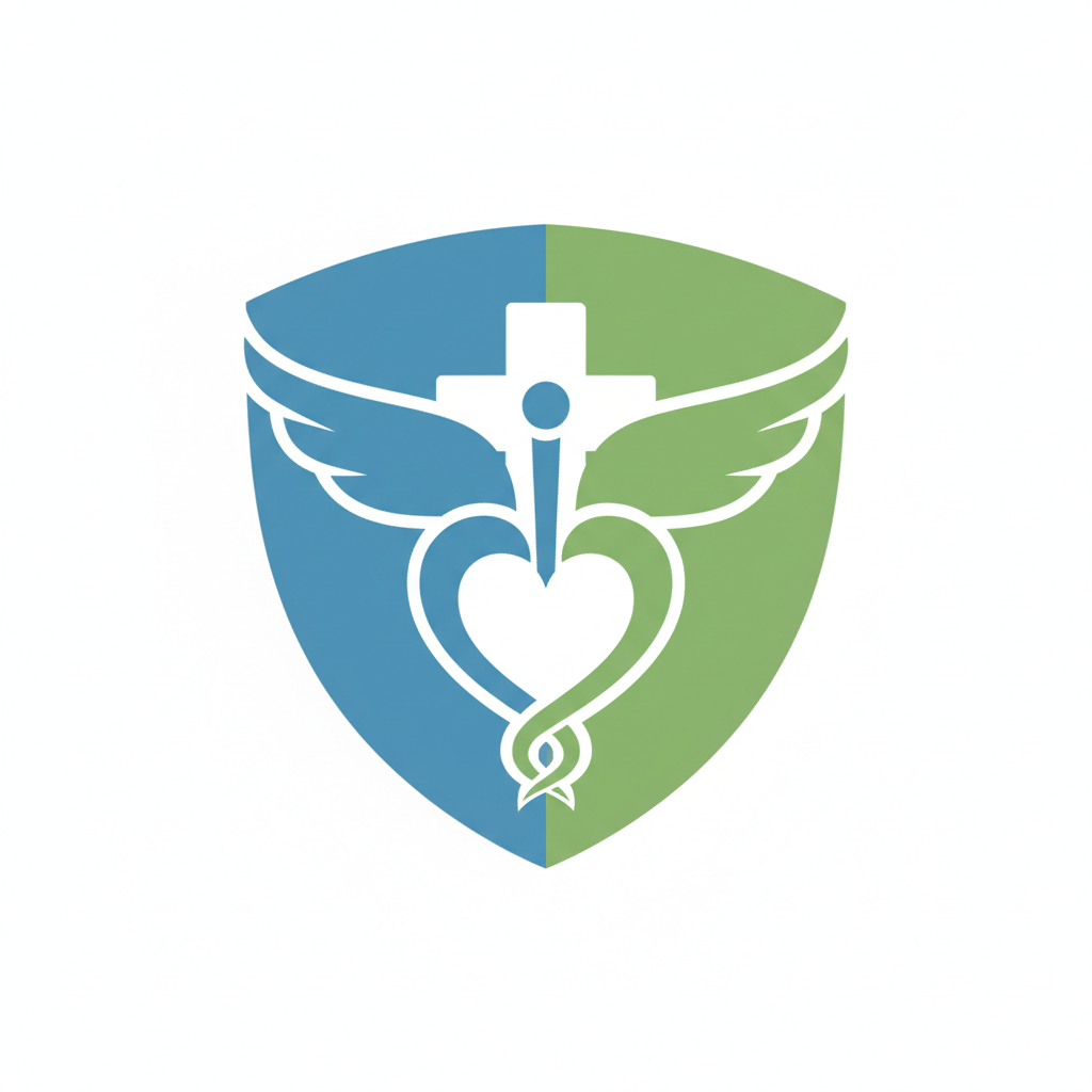 Simple flat vector illustration of a shield representing safety and balance, medical icon style