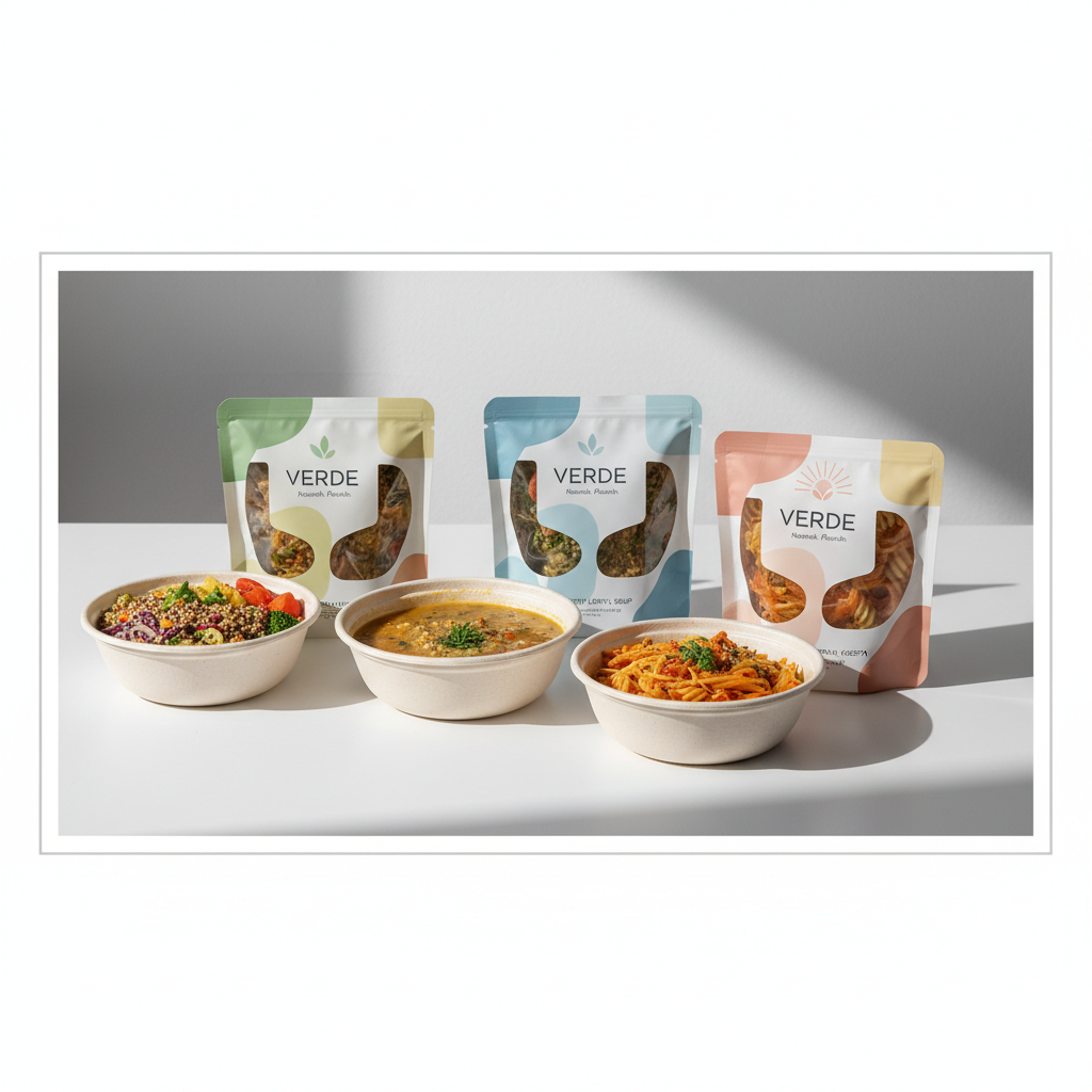 Fresh vegan ready meal packaging modern design