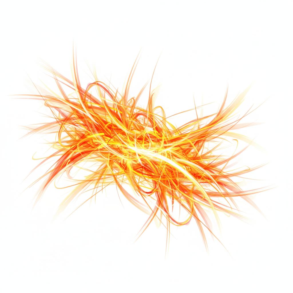 Abstract illustration of energy lines and movement, representing hyperactivity, dynamic orange and yellow colors on white background