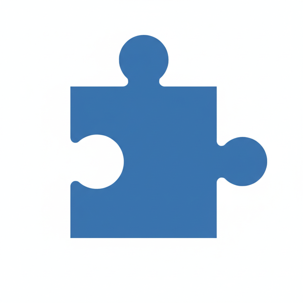 Simple blue vector icon of a Puzzle piece