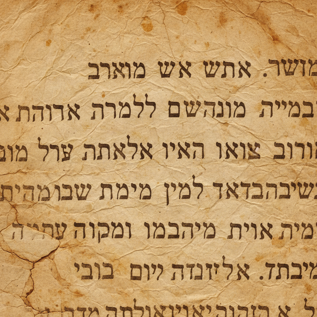 old parchment texture with faded hebrew handwriting ink macro closeup