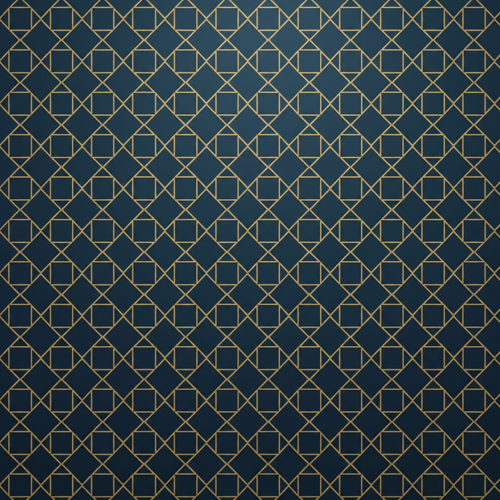 Dark blue background with subtle elegant geometric Islamic zellige pattern in deep teal and gold, professional corporate style, 8k resolution, minimalist