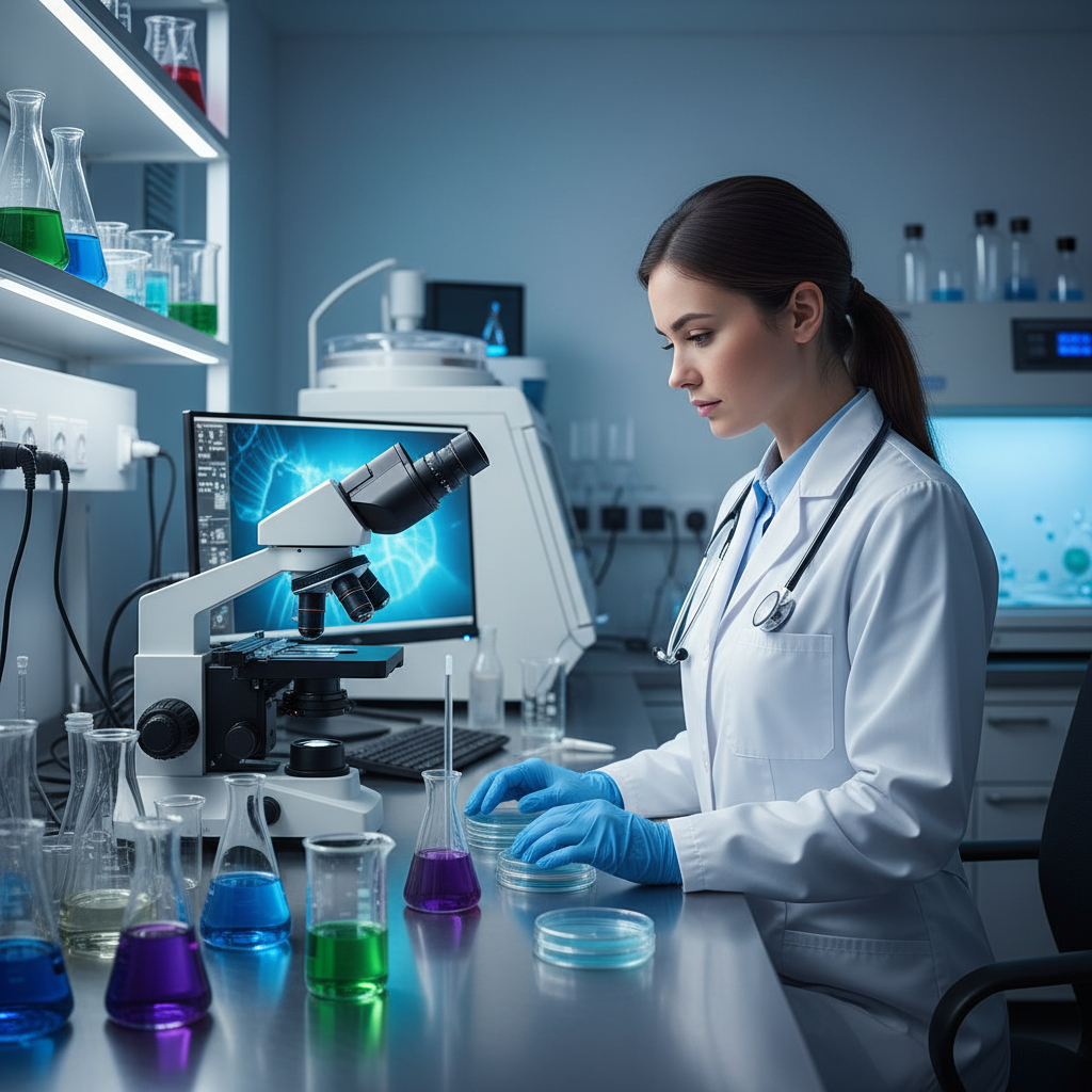 Medical doctor research lab equipment bright cold light