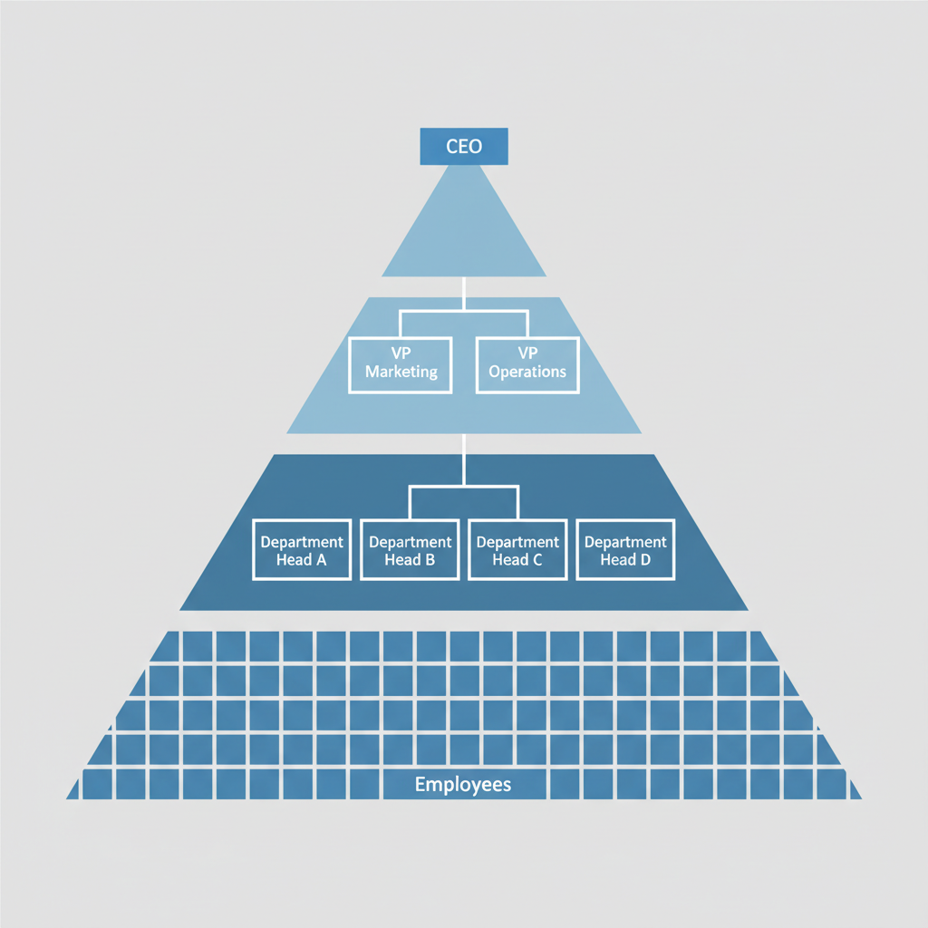 organizational chart hierarchy diagram business pyramid, flat design, clean lines