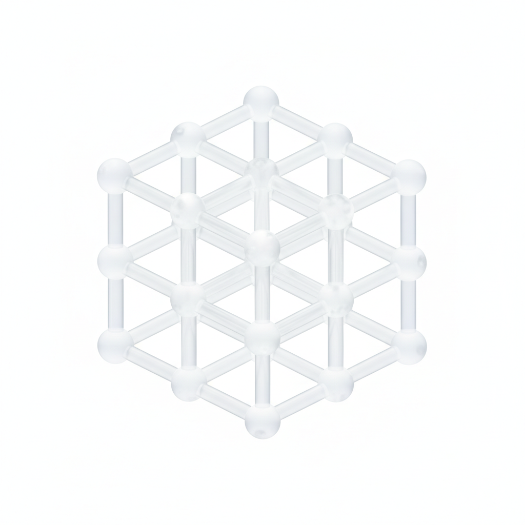 Icon representing salt crystal structure, simple 3d, white background