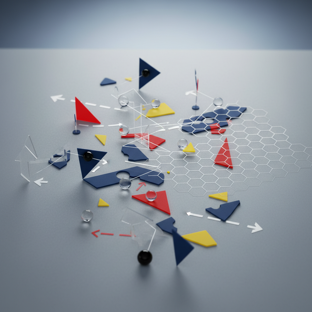 abstract concept of strategy and rules using volleyball tactical board elements, close up, professional lighting