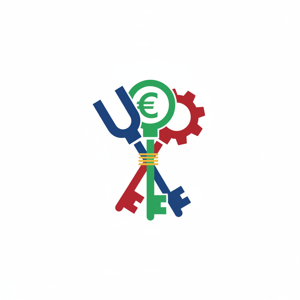 Conceptual illustration of a bundle of sticks or keys representing different legal rights (use, income, control), clean vector art style, white background