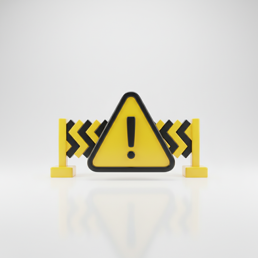 caution sign or boundary fence icon, minimalist 3d style