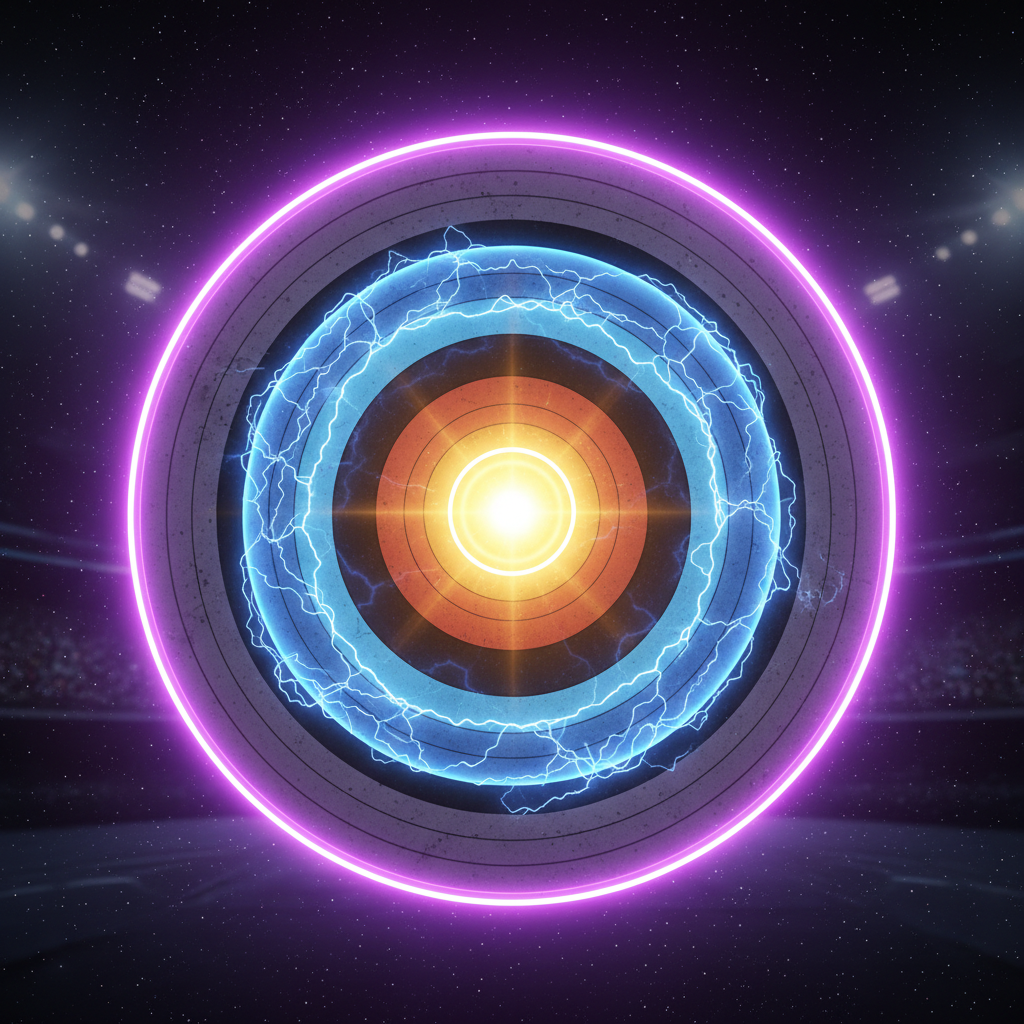 A conceptual photograph of an archery target with three distinct zones highlighted: the center, the outer ring, and the area outside the target entirely