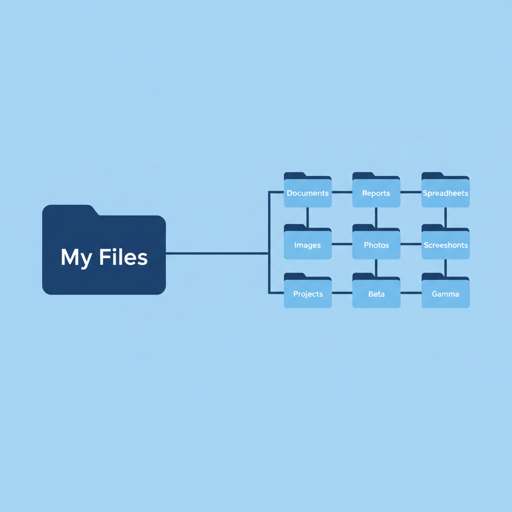 computer folder structure diagram simple flat design