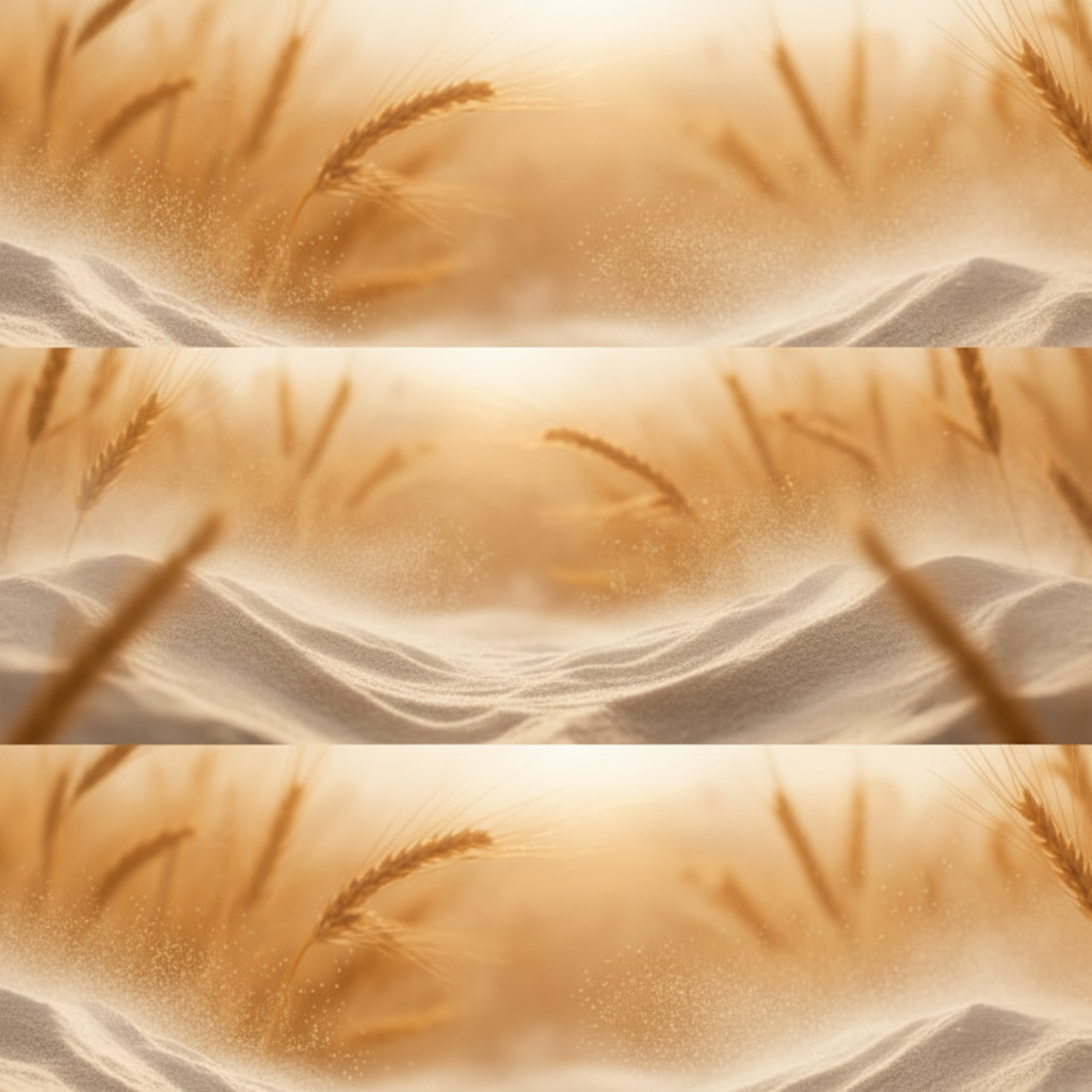 Soft focus image of golden wheat field or flour textures, warm and inspiring