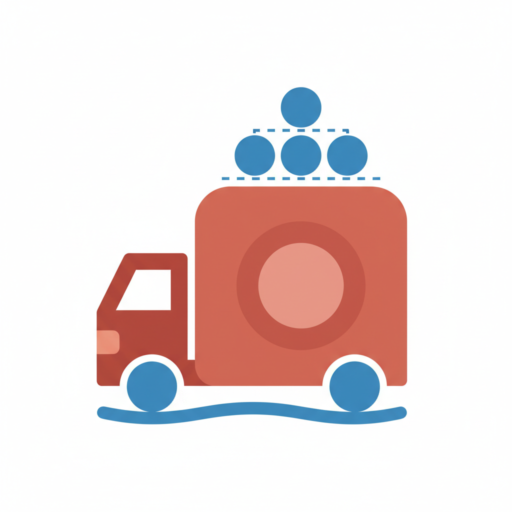 minimalist flat vector icon of blood cells carrying oxygen molecules like a delivery truck, educational style