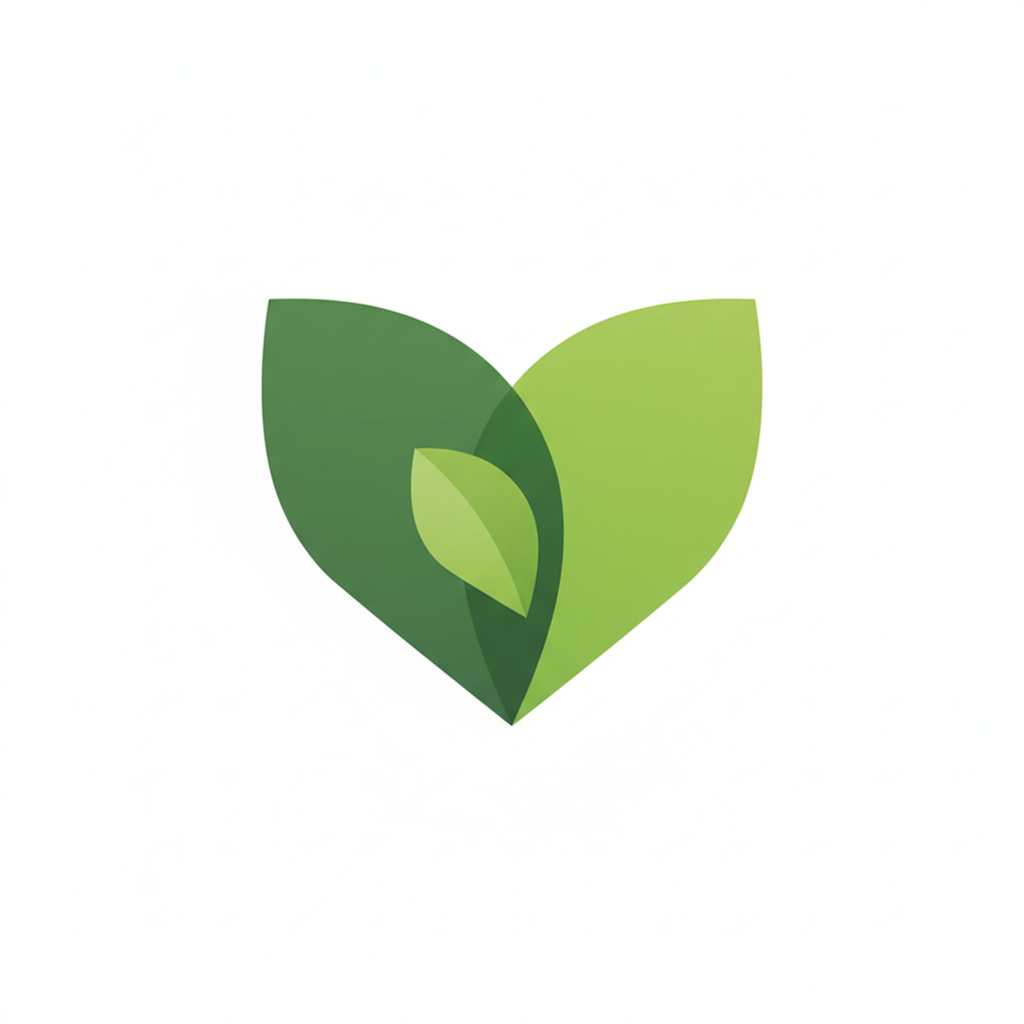 minimalist green eco-friendly app icon logo, leaf design, white background, modern vector style