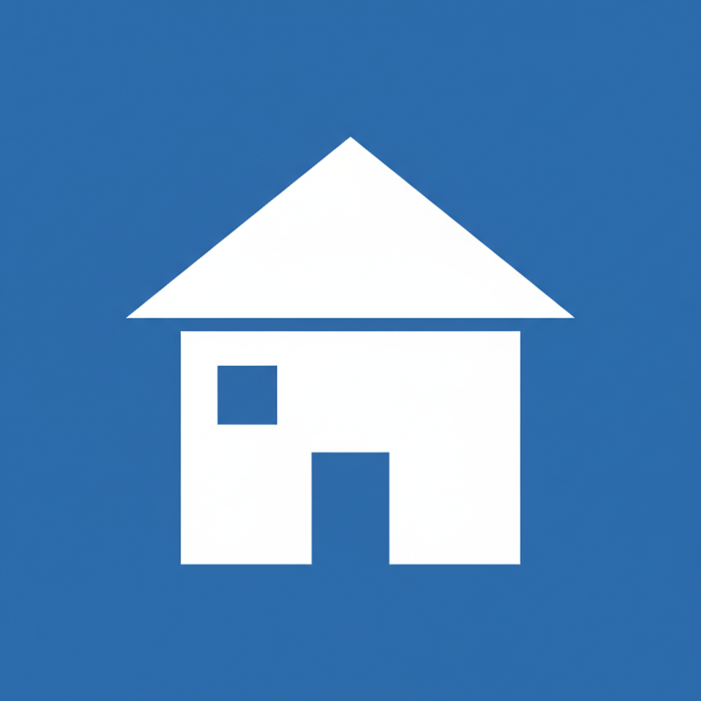 House icon simple flat illustration white on blue