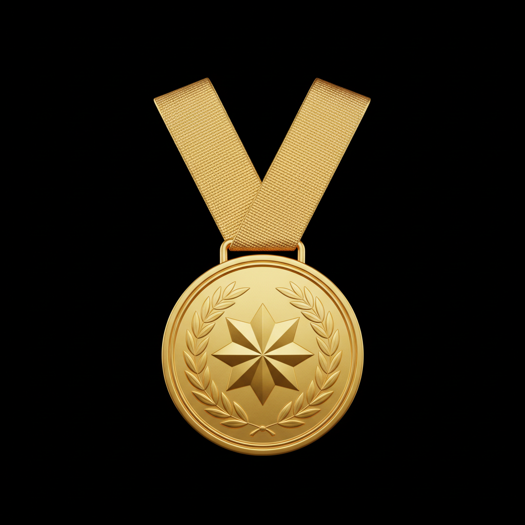 Gold medal icon isolated on black background, 3d render