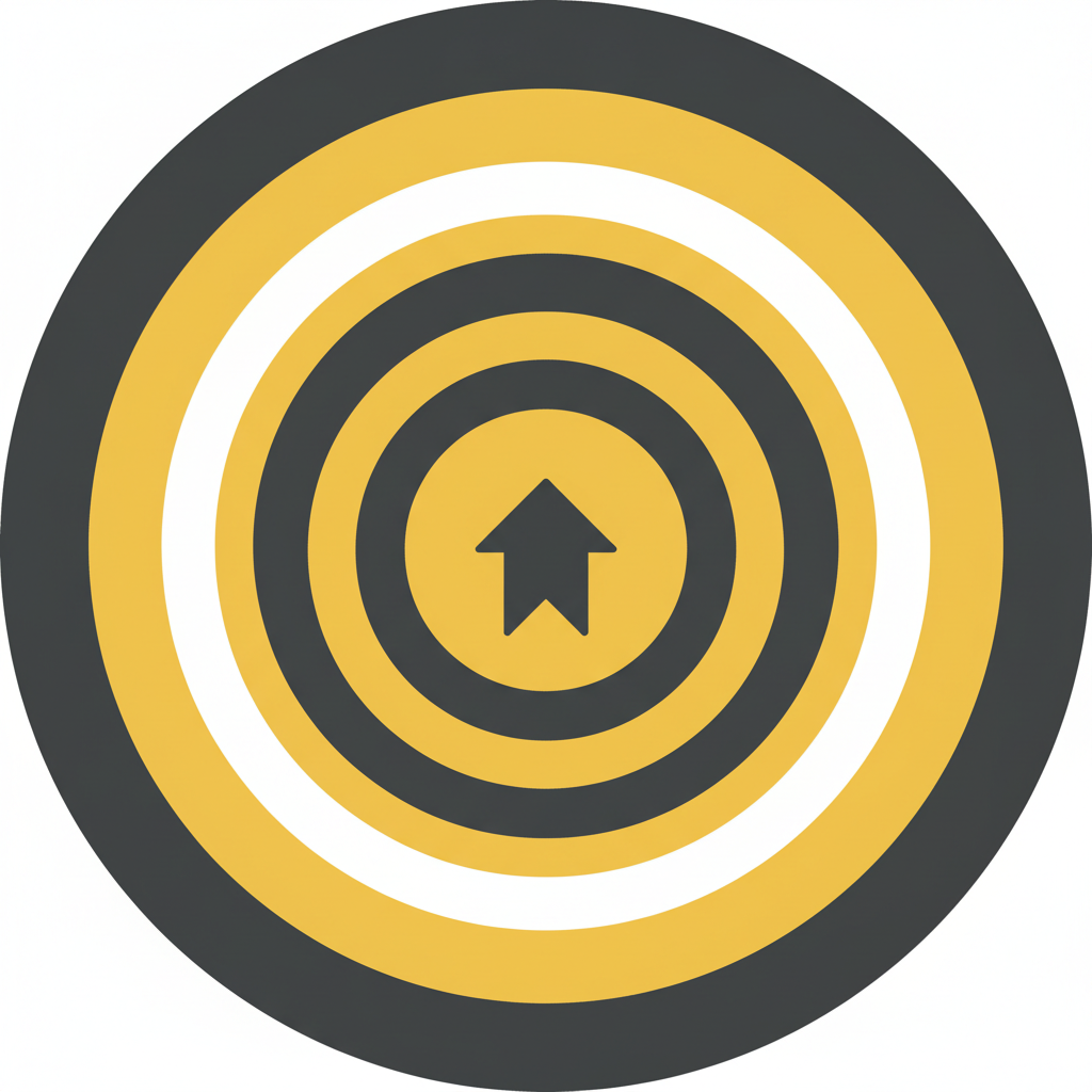 minimalist flat vector icon symbolizing safety target or goal, yellow and dark grey colors, white background