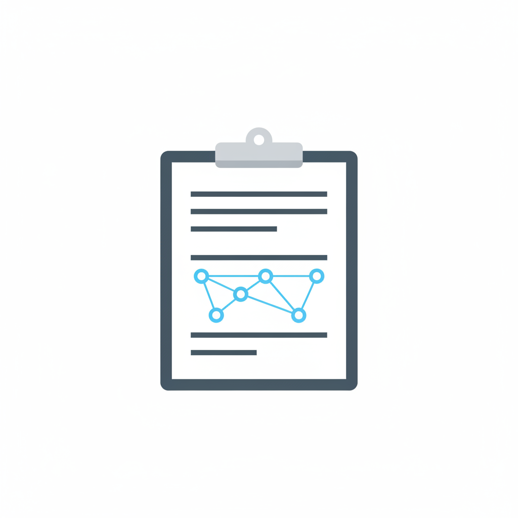 Minimalist icon of a clipboard with data points, clean vector style on white background