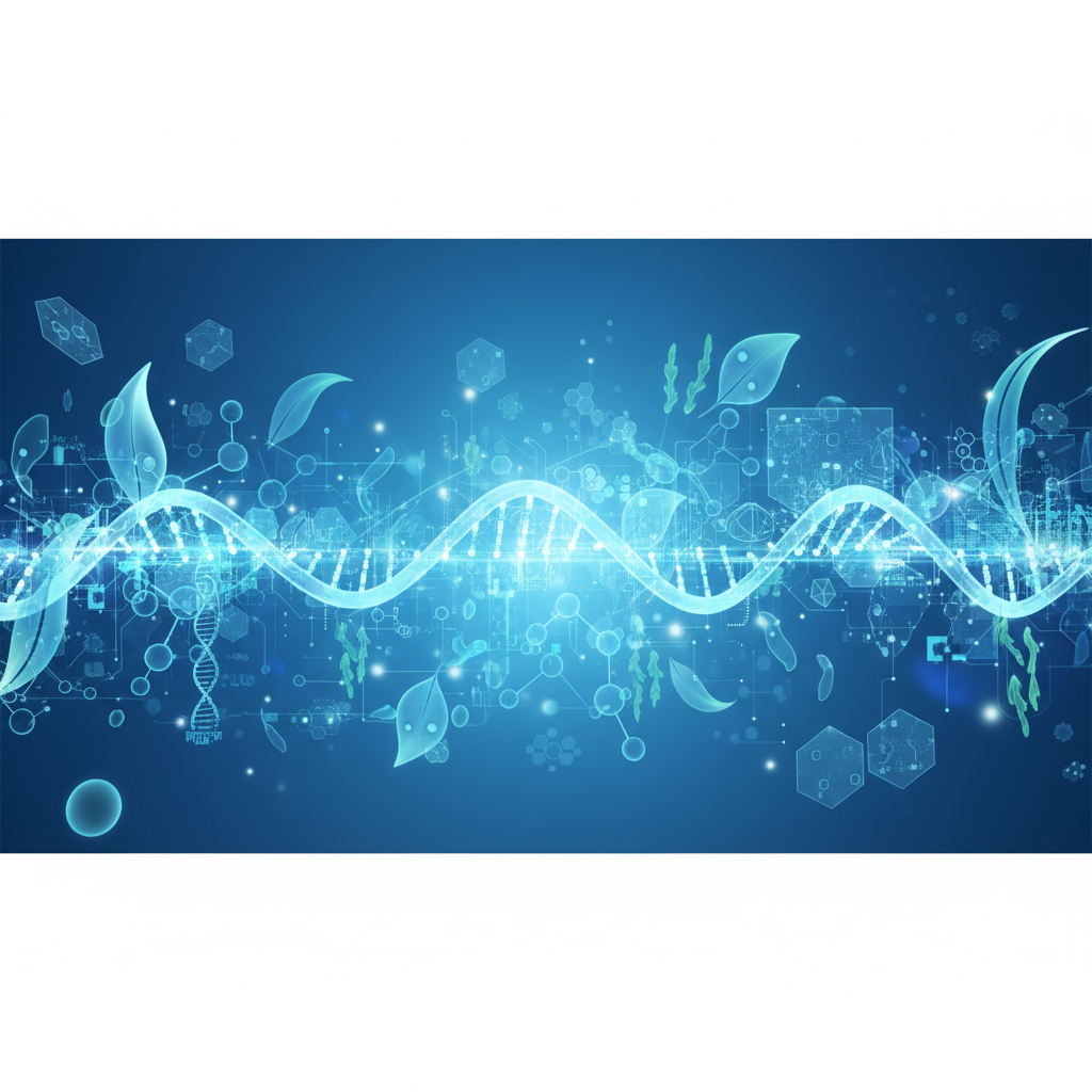 Abstract scientific background digital molecules ecology technology blue tones