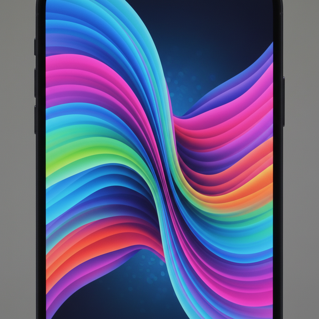 iPhone 16 Pro display screen graphic abstract colorful waves