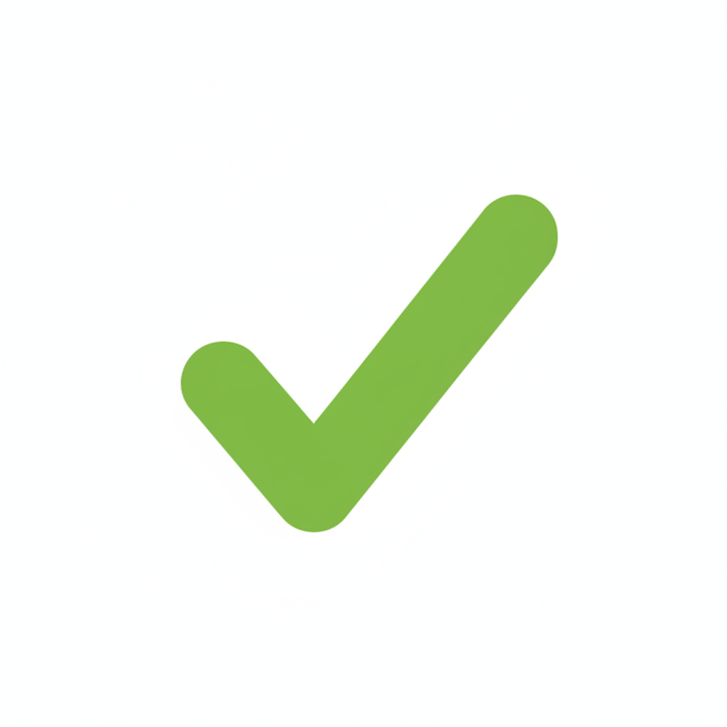 Green checkmark icon or success symbol, minimal style