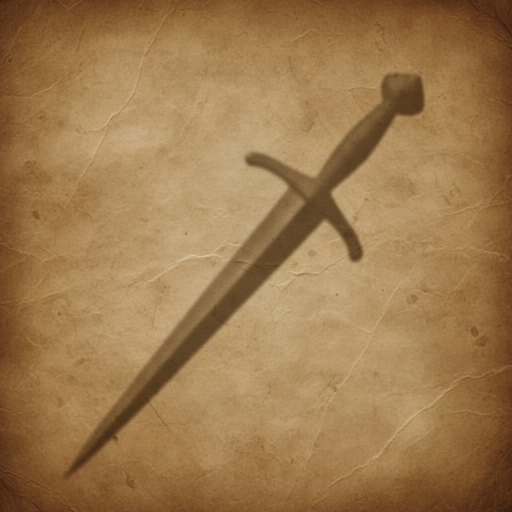 extreme close up of old parchment paper texture, sepia, faint shadow of a knife