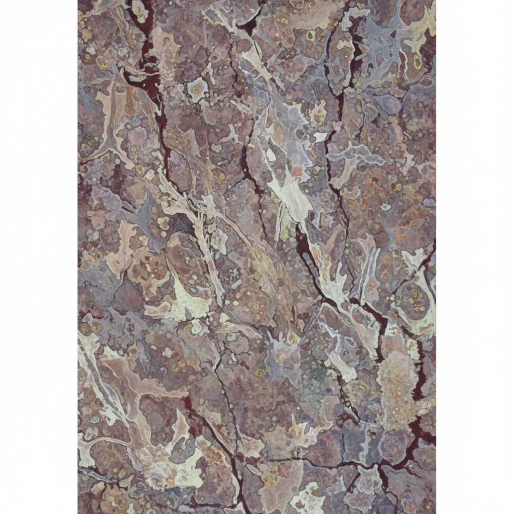Medical illustration of a rough, textured surface resembling muscle atrophy, microscopic view, abstract biology, showing degradation of tissue, subtle colors